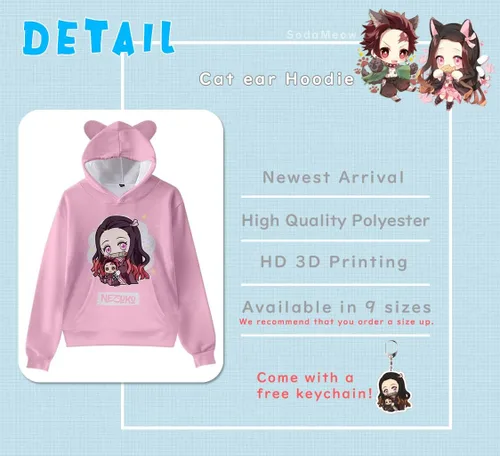 Miniatura 5 de SodaMeow Sudadera con capucha de anime para hombres y mujeres, unisex, llavero gratis
