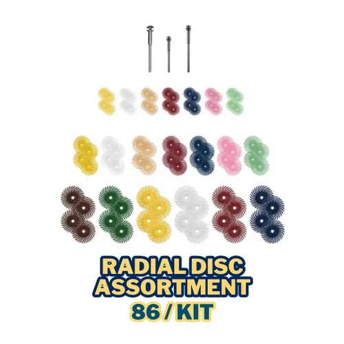 Miniatura 2 de Dedeco Sunburst - Discos de cerdas radiales curvados de 3/4 pulgadas, eje de 1/16 pulgadas, kit surtido, 86 piezas en total para limpieza