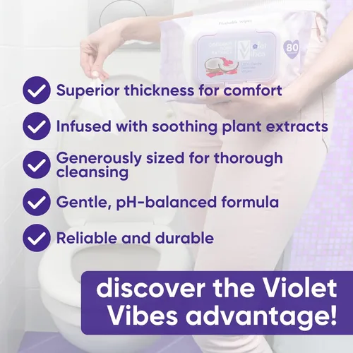 Miniatura 8 de Violet Vibes Toallitas desechables para mujer, color rosa de coco, 400 unidades, a base de plantas, suaves para pieles sensibles