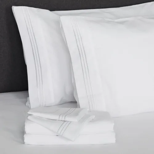Miniatura 5 de Furinno Angeland Vienne - Juego de sábanas y fundas de almohada de microfibra, 4 unidades, tamaño King, color gris 2-Gris