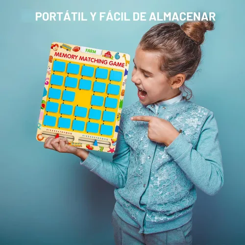 Miniatura 5 de Juego de Memoria de Emparejamiento para Niños de 3 4 5 6 7 8 Años, Juguete de Viaje para Niños y Niñas, Juego de Mesa de Madera, Esenciales de Viaje