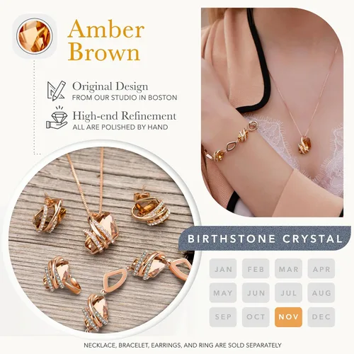 Miniatura 4 de Leafael Wish Stone - Collar con dije chapado en oro rosa de 18 quilates, con cristales de Swarovski, joyería de piedra natal, 18 pulgadas + 2