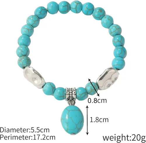 Miniatura 2 de LETAJOY Turquoise Bracelet for Women,Healing Crystal Stone Stretch Round Bead Bracelets for Women Men Jewelry