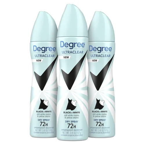 Miniatura 13 de Degree UltraClear - Desodorante antitranspirante negro y blanco en espray seco antimarcas blancas y manchas amarillas, antitranspirante puro