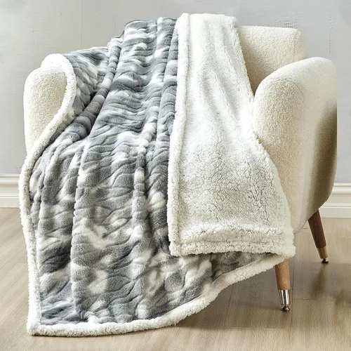 Miniatura 18 de Elegant Comfort Manta de Sofá Reversible de Sherpa Sólida, Manta para Todas las Estaciones - Súper Suave, Acogedora y Afelpada - Manta Decorativa