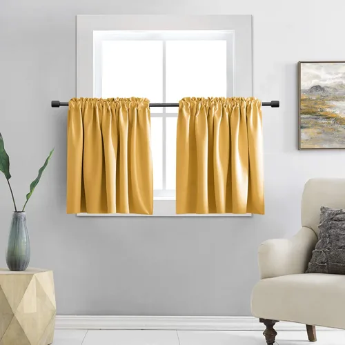 Miniatura 16 de DONREN - Cortinas blackout de 2 paneles con bolsillo para cortinero Negro