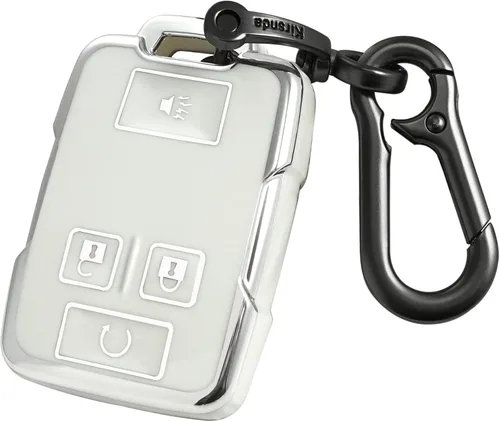 Miniatura 11 de Kirsnda Funda para llavero Chevrolet con hebilla de metal, carcasa de TPU suave para llave/piel, 4 botones para GMC chevy Colorado Silverado Azul