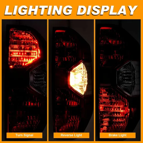 Miniatura 5 de Luz trasera compatible con Toyota Tundra 2014-2021 Pickup Luz trasera derecha del lado del pasajero Conjunto de lámpara de freno trasera sin