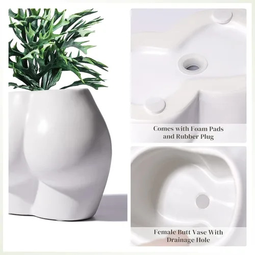 Miniatura 8 de Bonita maceta con forma de cuerpo, divertidas macetas de resina para interiores con orificio de drenaje para plantas de interior, suculentas, planta
