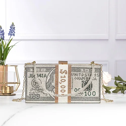 Miniatura 2 de Covelin Bolso de mano Dollar para mujer, bolso de noche con diamantes de imitación
