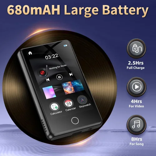Miniatura 4 de Reproductor de MP3 para niños, reproductor MP3 Bluetooth de 80 GB, reproductor de música digital portátil HiFi Sound Formato de video completo, Negro