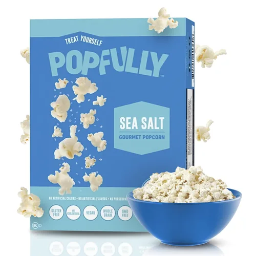 Miniatura 24 de POPFULLY Palomitas 94% libres de grasa totalmente explotadas, bolsas para compartir, sabor a mantequilla ligera, gran explosión, bolsas