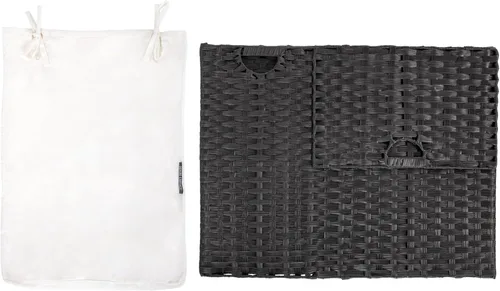 Miniatura 2 de Seville Classics Cesta de Lavandería Portátil Tejida a Mano Premium con Asas de Transporte, Almacenamiento Doméstico para Ropa, Ropa de Cama, Negro