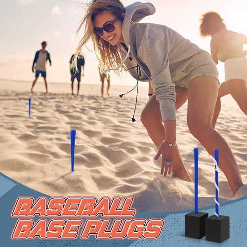 Miniatura 5 de Shappy 12 tapones de base de béisbol con borla, tapones de anclaje resistentes para campo de béisbol y accesorios de sóftbol Azul