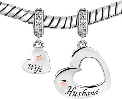 Miniatura 2 de KunBead Dije colgante de corazón para mujer y niña, compatible con pulseras Pandora, Cobre, vidrio