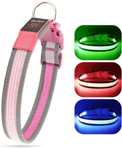 Miniatura 9 de YFbrite Collar de Perro LED Completamente Ajustable, Collares de Perro Completamente Iluminados, Collar de Perro Reflectante con Luz que Brilla