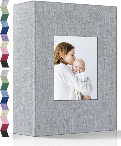 Miniatura 45 de Álbum de fotos popotop 4x6 - 100 fotos, libros de fotos con 100 bolsillos verticales, álbumes con cubierta de lino para fotos familiares, de boda