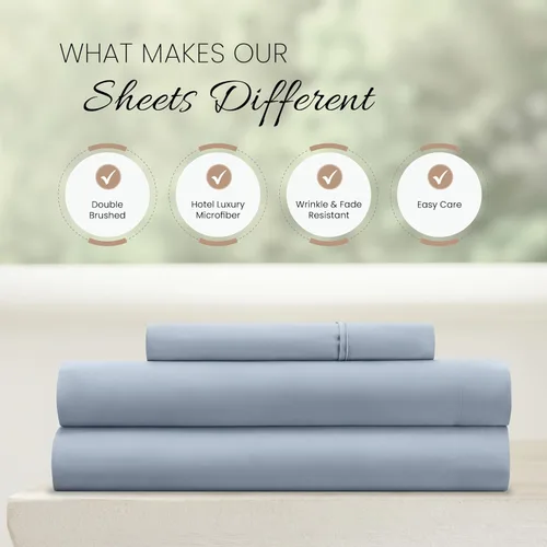 Miniatura 4 de Linen Market Sábanas para cama de tamaño individual (azul claro) – Duerme mejor que nunca con estas sábanas individuales suaves y refrescantes