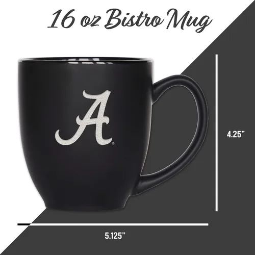Miniatura 4 de Rico Industries - Taza de cerámica mate negra con grabado láser estándar de 15oz para NCAA (escuelas T & U) - Para bebidas calientes o frías