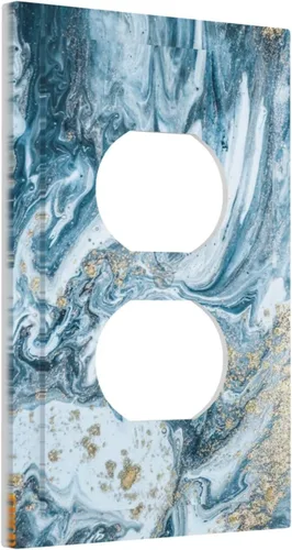 Miniatura 2 de Cubierta de Pared de Interruptor y Toma de Corriente de 1 Gang de Patrón Texturizado de Mármol Turquesa Oscuro Azul Gris Moderno Abstracto de Lujo