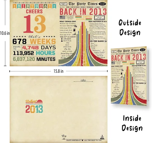 Miniatura 3 de Missonemi Tarjeta de Cumpleaños 13, Regalos Retro de 13 Cumpleaños para Niños Niñas, Ideas de Regalo de Cumpleaños Feliz de 13 Años para Hijo o MS056