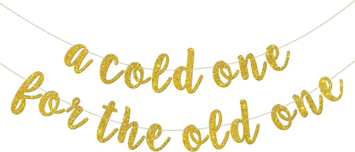 INNORU Cartel "A Cold One for The Old One" – Decoración de fiesta de feliz cumpleaños – Divertido cartel de decoración de fiesta de cumpleaños 50,