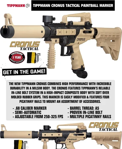 Miniatura 2 de Maddog Tippmann Cronus Tactical Protective Paintball Gun Marker Starter Package Canela