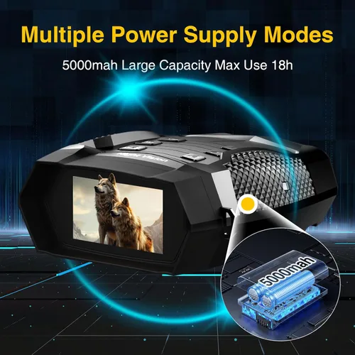 Miniatura 6 de Gafas de visión nocturna 4K 8X con zoom óptico para adultos, 5000 mAh, visión nocturna recargable, infrarrojos, pantalla HD de 3 pulgadas, ideal