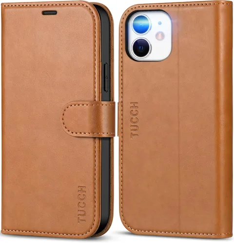 Miniatura 10 de TUCCH Funda tipo cartera, iPhone 12 Pro/12 5G, azul lago, carcasa interior de TPU a prueba de golpes, piel sintética, bloqueo RFID, soporte