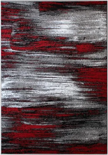 Miniatura 3 de Masada Rugs, Alfombra moderna y contemporánea, rojo, gris, negro (8 pies x 10 pies), alfombra grande para sala de estar, dormitorio, oficina