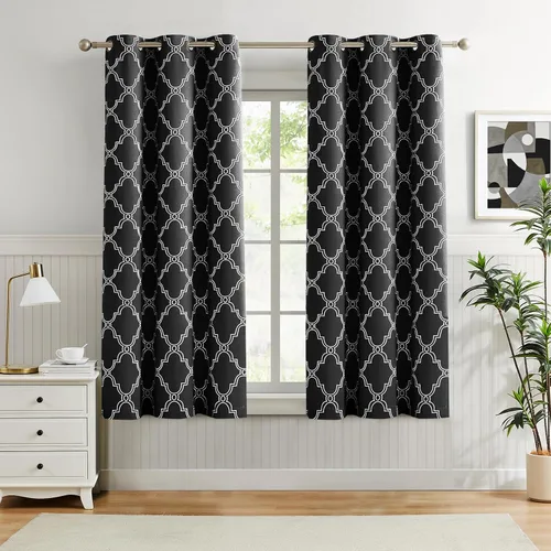 Miniatura 32 de Melodieux Cortinas 100% opacas de 96 pulgadas de largo para sala de estar, dormitorio estilo marroquí, aislamiento térmico, ahorro de energía