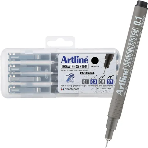 Miniatura 9 de Artline 230 bolígrafos con sistema de dibujo, bolígrafos de dibujo técnicos para dibujar, ilustrar y más, 0.004 in, 0.008 in, 0.012 in, 0.016 in