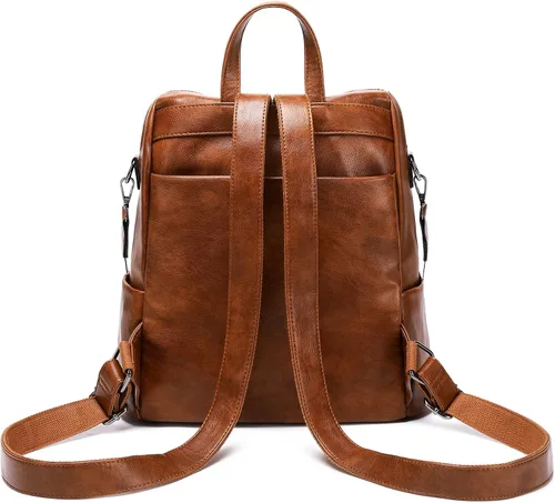 Miniatura 4 de Mochila de cuero para mujer, tamaño pequeño, a la moda, para todos los días, viajes, bolsa de hombro, color marrón, Marrón, talla única , Fashion