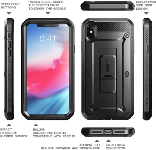 Miniatura 7 de SUPCASE Unicorn Beetle Pro Series: funda diseñada para iPhone XS Max, funda resistente de cuerpo completo con protector de pantalla integrado y Negro