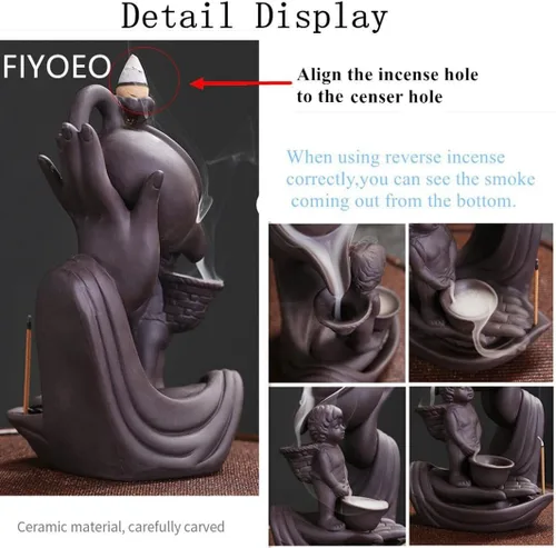 Miniatura 4 de Buddha Hand Series - Quemador de incienso de reflujo para interiores, ahumado, cascada, quemador de incienso creativo de cerámica (niño)