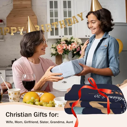 Miniatura 5 de Manta Cristiana, Regalos de Cumpleaños para Mujeres y Hombres, Manta Decorativa Inspiradora de Escritura con Versículo Bíblico Regalos Religiosos