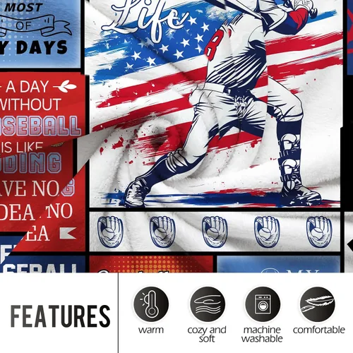 Miniatura 3 de Levens Manta de béisbol de 50 x 60 pulgadas, regalos de béisbol para niños y niñas de 8 a 12 años, regalo único para niños y hombres, gran regalo