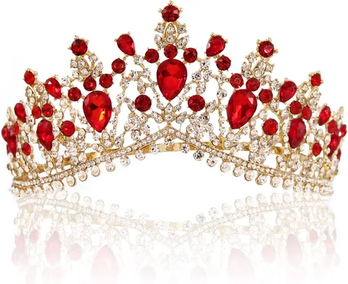 Miniatura 6 de Tiaras doradas de cristal para boda, corona de reina barroca con peine
