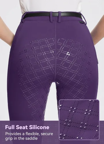 Miniatura 3 de BALEAF Pantalones de equitación para mujer, pantalones de equitación de asiento completo, mallas ecuestres, bolsillo con cremallera de silicona