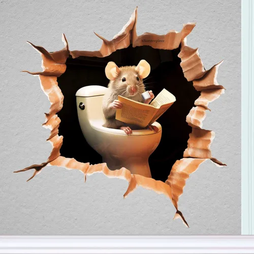 Miniatura 14 de Calcomanía de pared 3D con agujero de ratón - Calcomanía decorativa para pared de habitación de niños - Desmontable, se pega y se despega