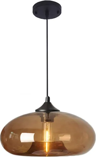 Miniatura 12 de Iluminación colgante de cristal industrial vintage de 11 pulgadas, 1 luz de granja, loft bar, lámpara colgante de techo, isla de cocina, comedor