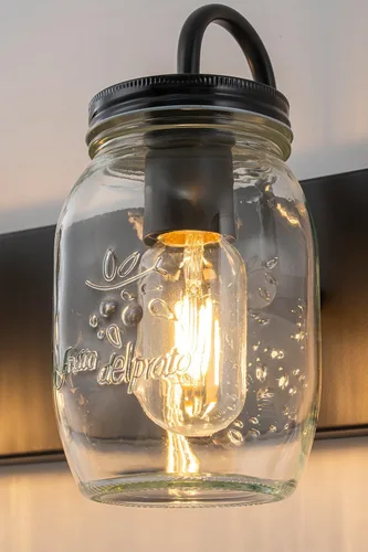 Miniatura 6 de Lámparas de pared de cristal de tocador, aplique de pared negro con tarro Mason para baño, granja