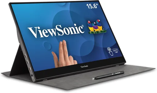 ViewSonic TD1655 Monitor portátil de 15.6 pulgadas 1080p con pantalla táctil IPS, alimentación de 2 vías 60W USB C, cuidado de los ojos, altavoces