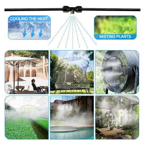 Miniatura 3 de Sistemas de nebulización de 100 pies, sistema de enfriamiento de nebulización de agua al aire libre, kit de niebla de patio trasero para jardín