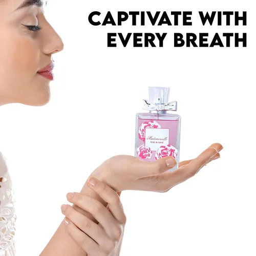 Miniatura 5 de AFLUXE Perfume en aerosol para mujer Mademoiselle Rose Intense Eau De Parfum Colonia de larga duración para mujer, fragancia floral refrescante