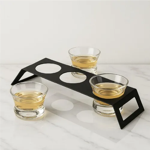 Miniatura 6 de Viski Tequila Tasting Flight – 3 vasos de degustación de tequila de cristal sin plomo con soporte de acero inoxidable, capacidad de 6 onzas cada uno