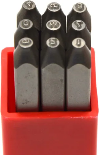 Miniatura 10 de Juego de 27 sellos de acero resistente con letras mayúsculas de 3/64" 1mm, kit de punzones de alfabeto para estampado a mano de caracteres, código