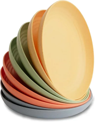 Miniatura 19 de Nook Theory Juego de 8 platos reutilizables de paja de trigo - Platos de cena no tóxicos y sin plástico para niños y adultos, plato ligero