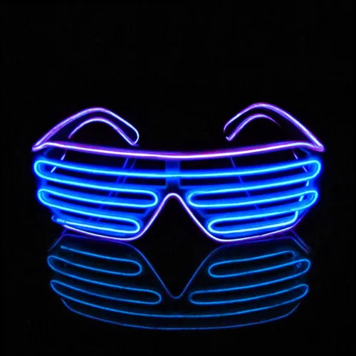 Miniatura 5 de Gafas de LED de Aqua Led de Neón electroluminiscentes para fiestas y disfraces modelo RB03., Púrpura + Azul