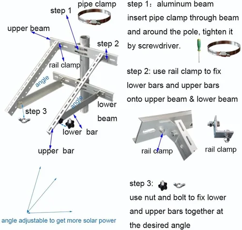 Miniatura 6 de Soporte de montaje en panel solar Kit de soportes de poste de hasta 30 W (poste no incluido)